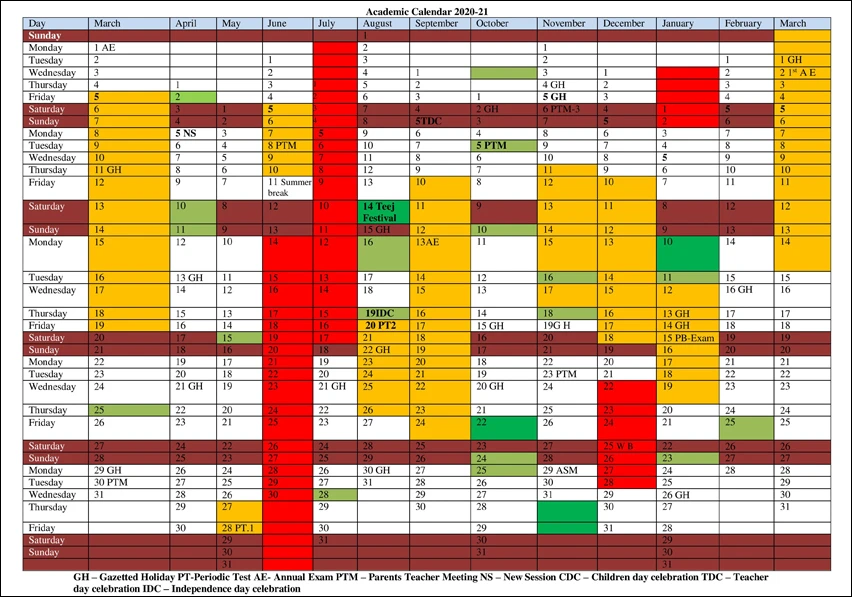 academic calender